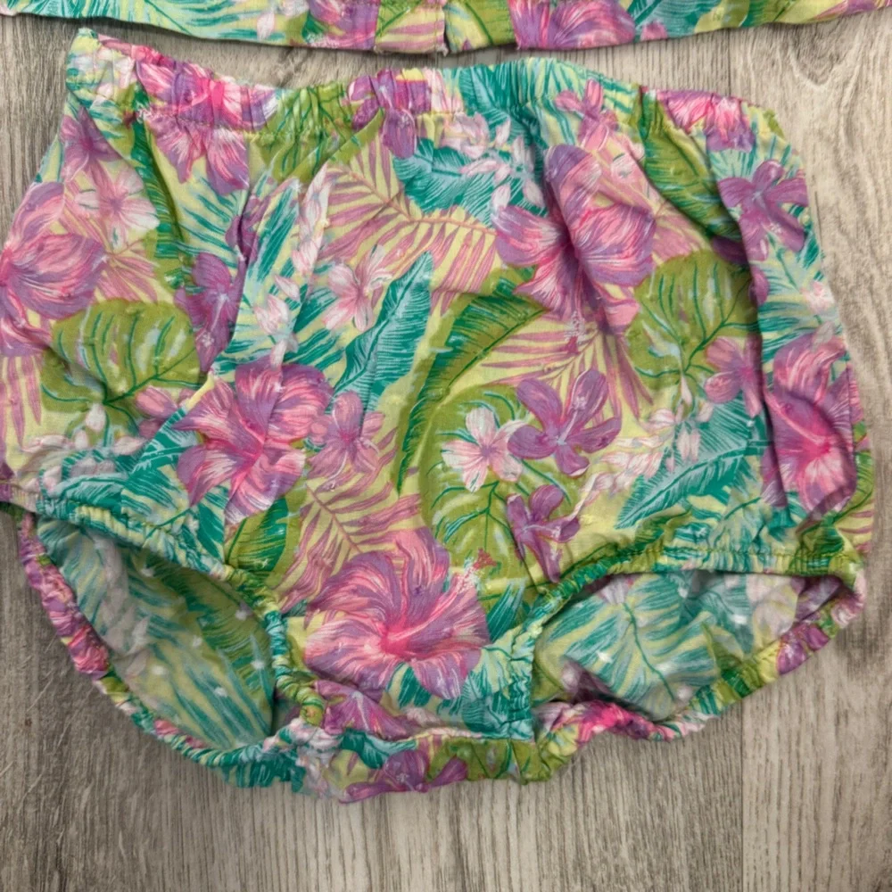 Tropical Floral Kids Dress Set - Pink and Green